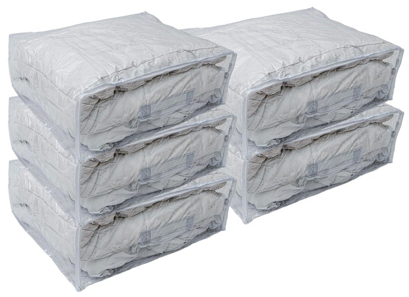 Fba Set of 5 Clear Vinyl Zippered Storage Bags 22 x 18 x 7.5 Inch With Handle - Image 2